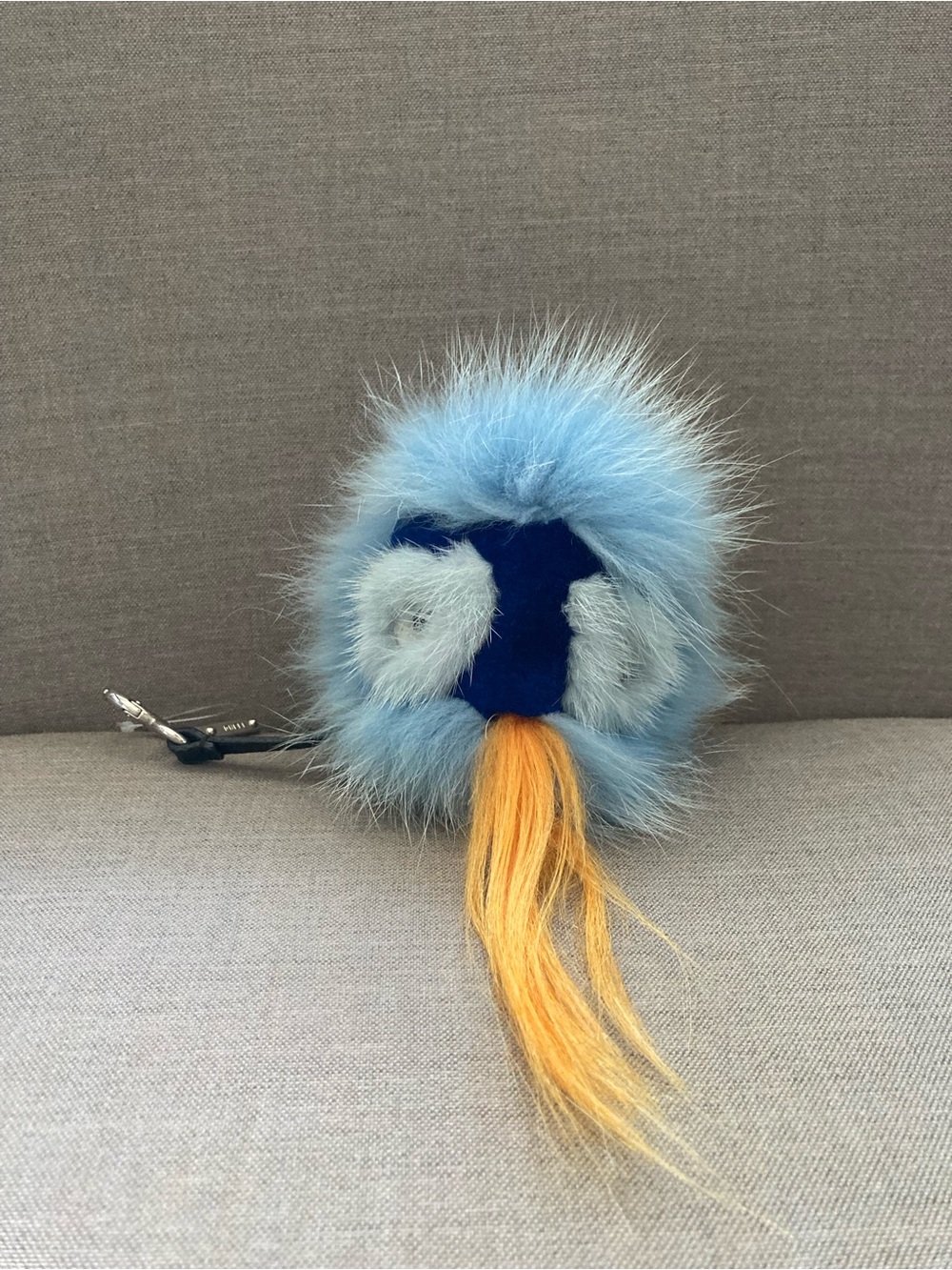 Fendi Blue and Yellow Faux Fur Monster Bag Charm